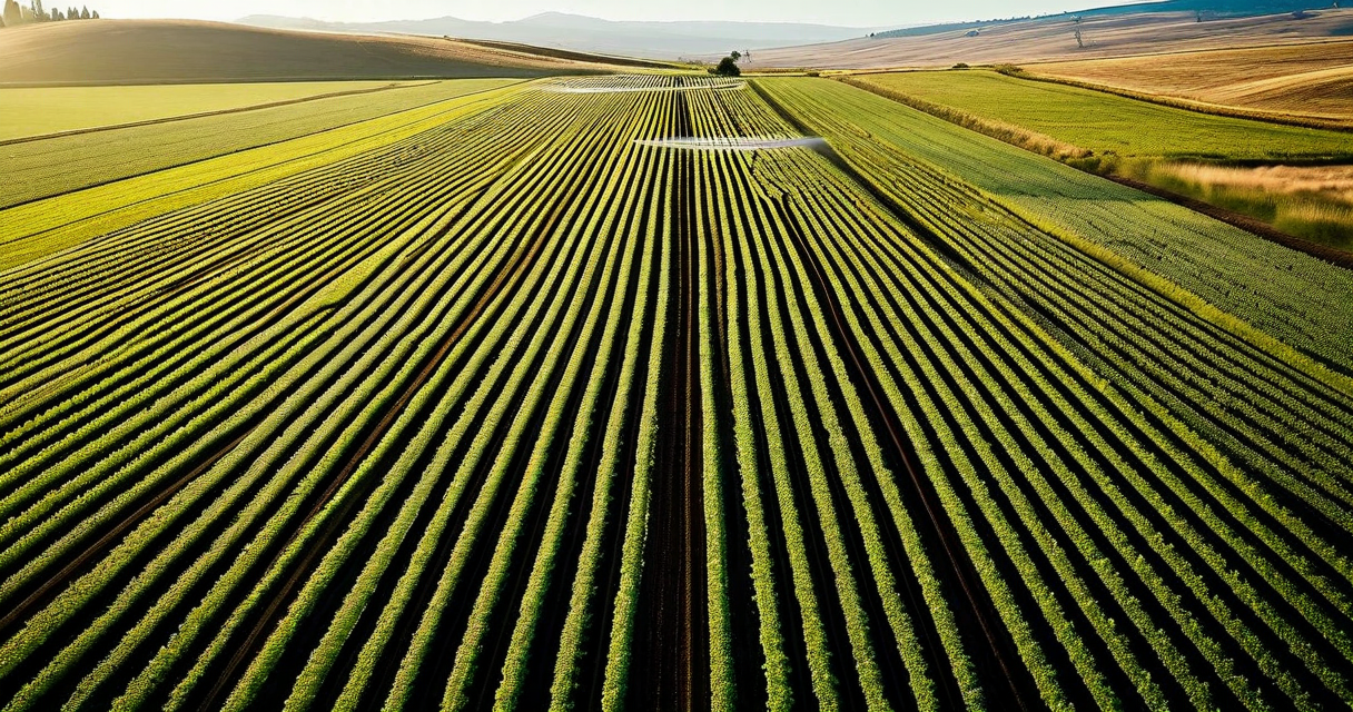 Aerial view of center pivot and drip irrigation