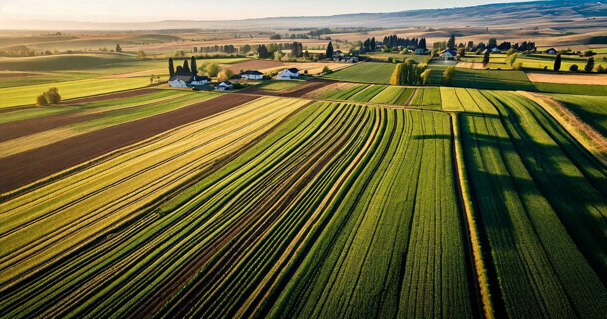 Aerial map view of multiple farm properties