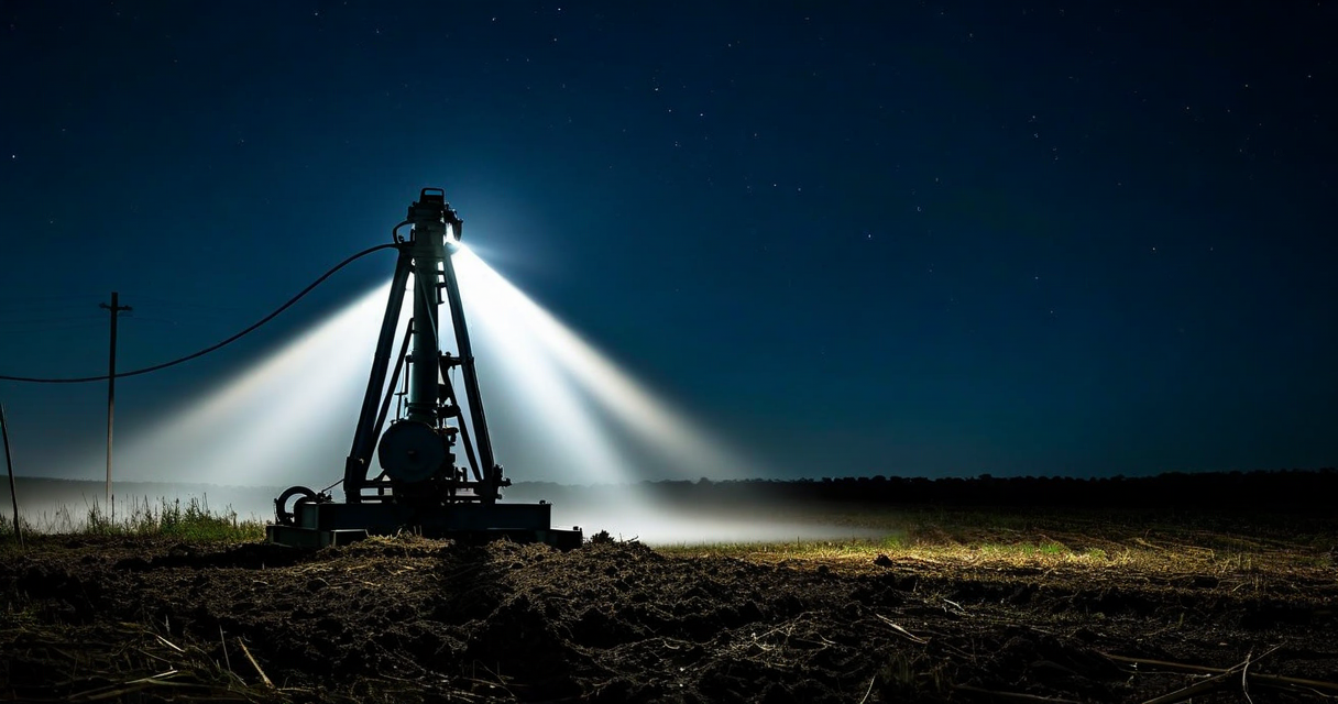Irrigation pump at night
