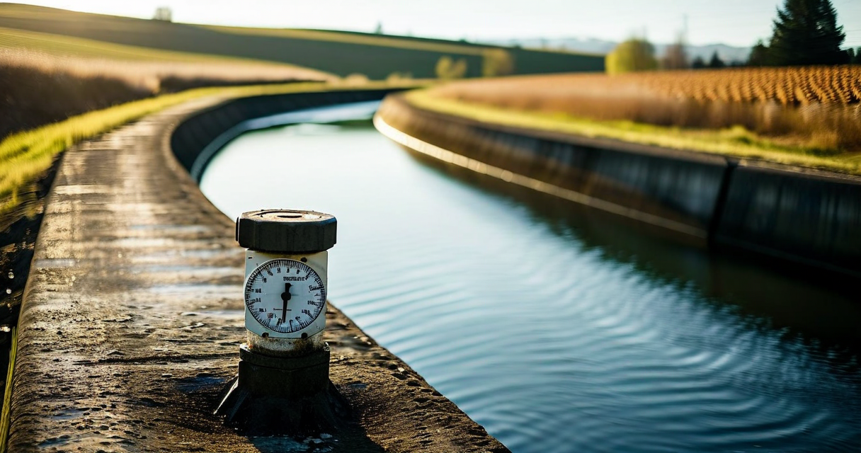 Water measurement gauge on irrigation canal